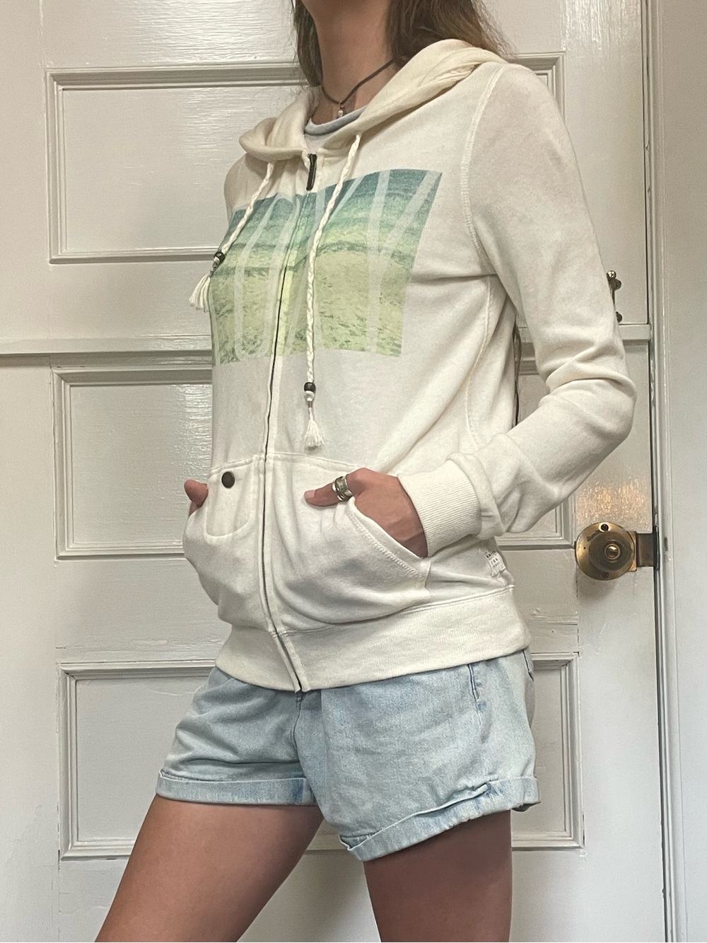 Roxy Cream Zip-Up Hoodie